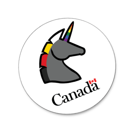 Talent Cloud's twitter icon, consisting of a dark unicorn with a rainbow coloured horn and a mane with each colour of the Medicine Wheel.